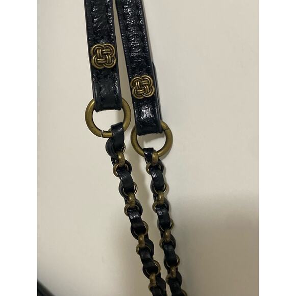 Elliott Lucca Leather Handbag Black Purse Chain Accents Neutral Slim Clutch - Picture 6 of 14